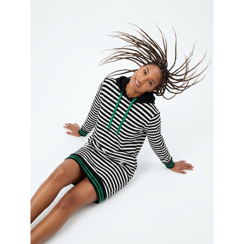 Gabrielle Union Women's Striped Hooded Knit Sweater Dress Knee Length 3/4 Sleeve